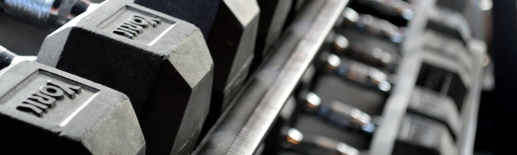 Dumbells in a rack